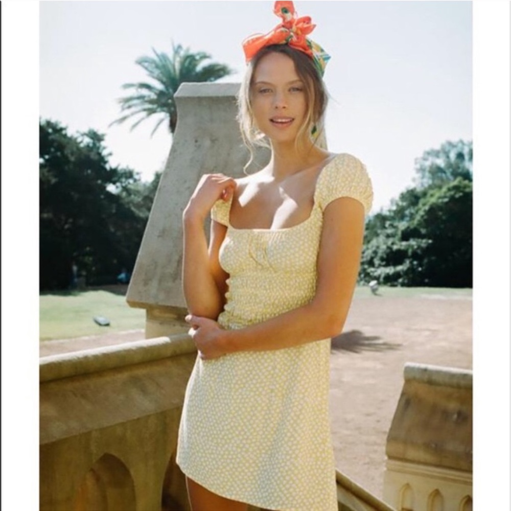 With Jéan Marseille Yellow Floral Mini Dress